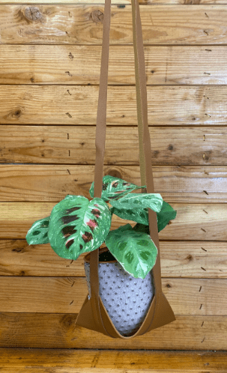 The Plant Farm Plant Accessories Vegan Leather Hanging Plant Hammock-Brown