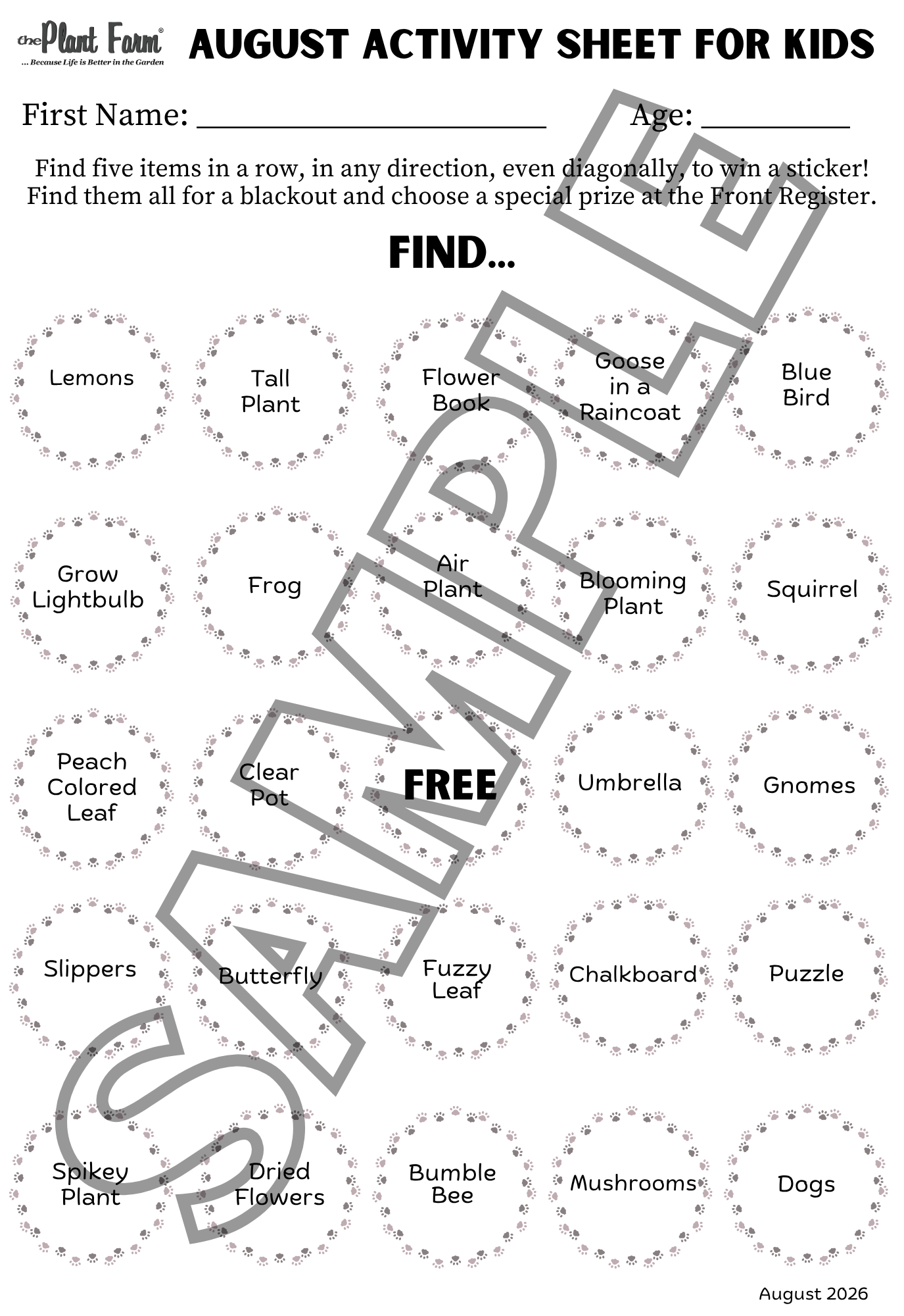 Kid's Activity Sheet