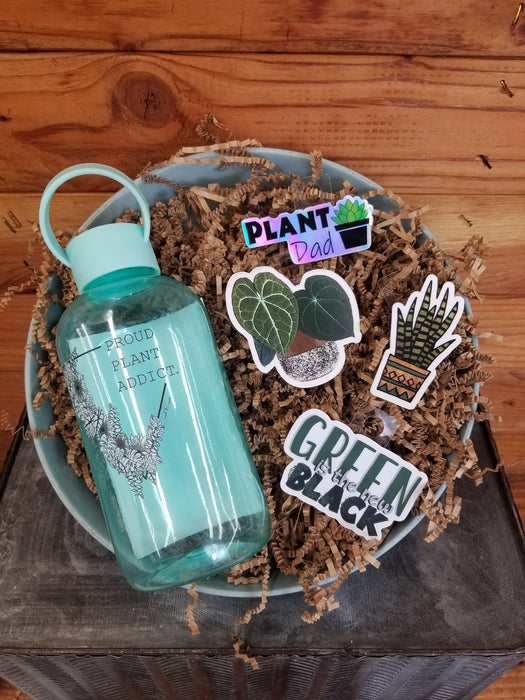 The Plant Farm® Books Stay Hydrated Pack - Teal Bottle, Plant Plant Dad Sticker Pack