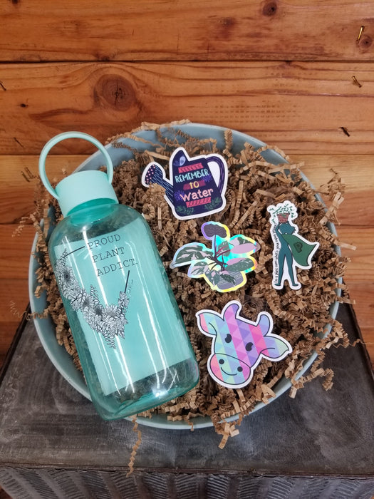 The Plant Farm® Books Stay Hydrated Pack - Teal Bottle, Plant Plant Mom Sticker Pack
