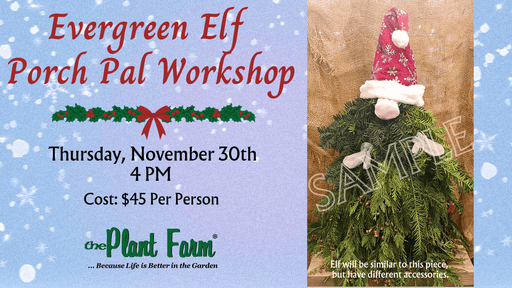 The Plant Farm® Ticket Evergreen Elf Porch Pal Workshop- 4PM- Thursday, November 30th