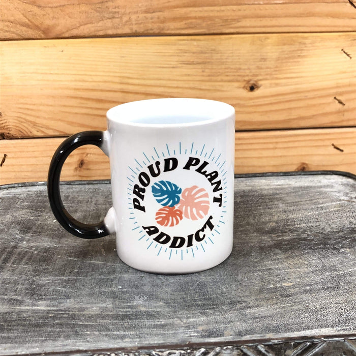The Plant Farm Drinkware Proud Plant Addict ­™ Color Changing Coffee Cup-Pink, Orange, Teal Leaves