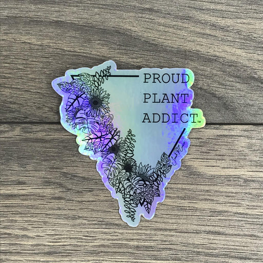 The Plant Farm Fun Stuff Proud Plant Addict Holographic Black/White Triangle Sticker