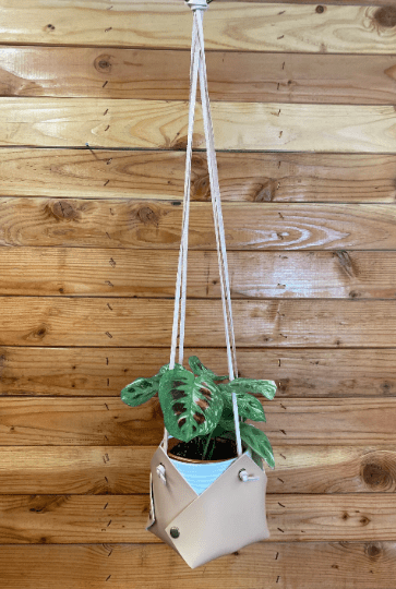 The Plant Farm Plant Accessories Vegan Leather Hanging Plant Basket-Camel