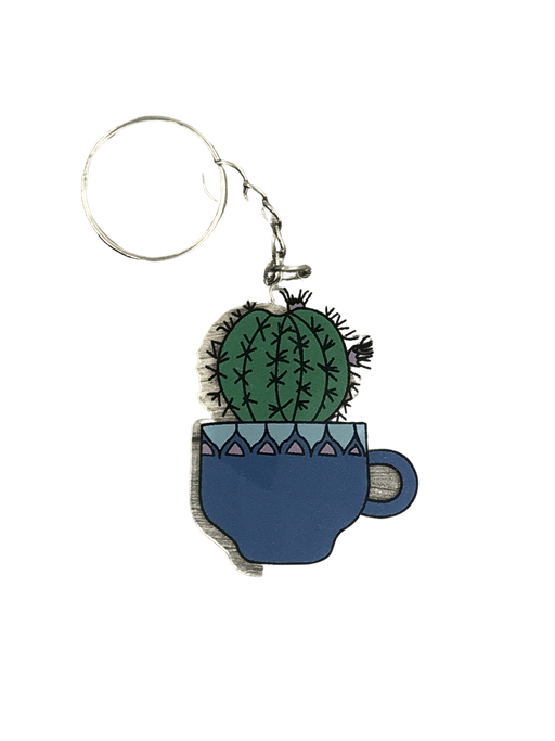 The Plant Farm Stickers and Keychains Cactus in a Teacup Keychain