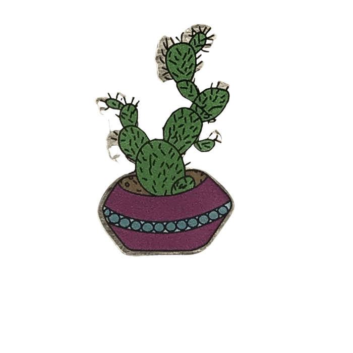 The Plant Farm Stickers and Keychains Cactus in Oval Pot Pin